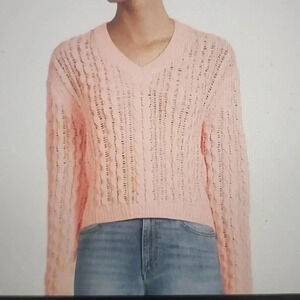 360CASHMERE CELESTINA CABLE & OPEN KNIT SWEATER SIZE M